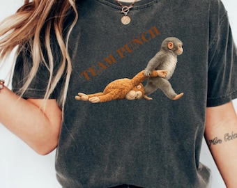 Team Punch Monkey T-Shirt, Funny Orangutan Graphic Tee, Retro Animal Meme Shirt