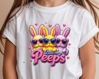 Chillin With My Peeps Bunny Shirt, Easter Kids T-Shirt, Sunglasses Bunny Tee