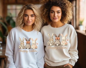Happy Easter Bunny Sweatshirt, Vintage Spring Pullover, Cozy Rabbit Shirt