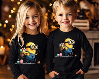 Kids Easter Minion Egg Hunt Long Sleeve Shirt, Toddler Spring Outfit