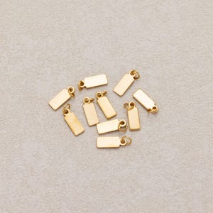 Launch Promo: (10pcs)  Gold PVD Stainless Steel Mini Rectangular Tag Charm | Sold Each
