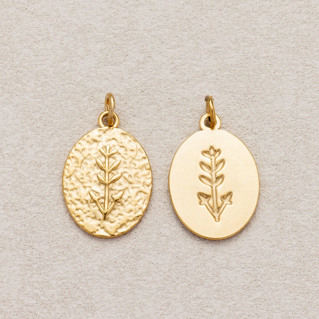 Launch Promo: 24K Gold PVD Stainless Steel Oval Hammered Botanical ...