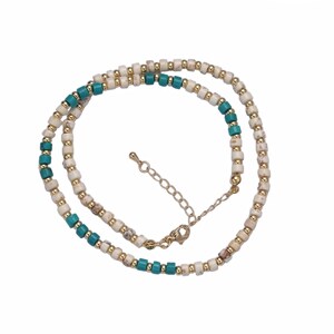 Genuine Natural Turquoise Beaded Necklace With Wooden Opal Beads Gemstone Necklace, Simple Classic Boho Layer Necklace | WA-588 Clearance Pr