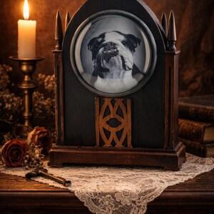 Antique Cathedral Pet Memorial – Gothic Remembrance Shrine Shadow Box