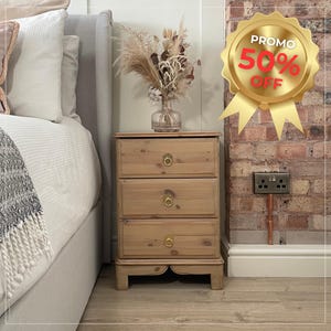 Pine Bedside Table Set of 2 | Rustic Solid Wood Nightstands | Vintage Wooden Bedside Cabinets | Restored Chest of Drawers Pair