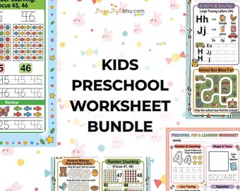 Kids Activity Bundle | Printable Preschool Worksheets | Colourful Activity sheets