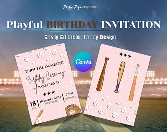 Baseball Birthday Invitation | Boys Sports Theme Party Invite Printable