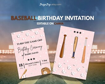 Baseball Birthday Invitation | Canva Template (Instant Download)