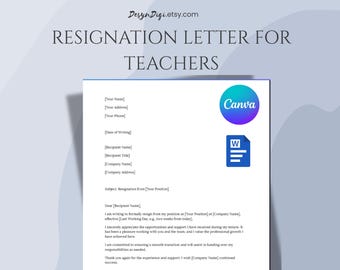 Resign Letter for Teachers • Easily Editable Format • Easy to Download & Print