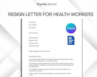 Resignation Letter for Health Workers | Easily Editable on Canva & Word | Resignation Tips