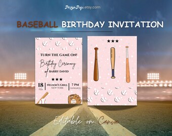Baseball Party Invitation | Kids Birthday Invite Template | Editable Digital File