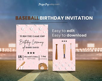 Baseball Birthday Invitation | Editable Boys Party Invite | Sports Theme Digital Download