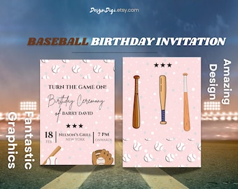 Boys Baseball Birthday Invitation Template | Printable Party Invite | Instant Download