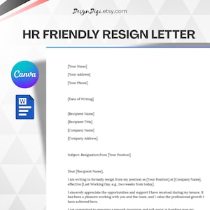 HR Freundlich kündigen Brief | Einfach herunterzuladen und zu bearbeiten | Canva & MS Word | Schlichte Rückgabe