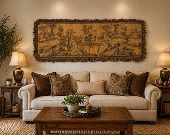 Tapiz francés vintage para colgar en la pared, escena campestre europea, decoración de estilo rústico.