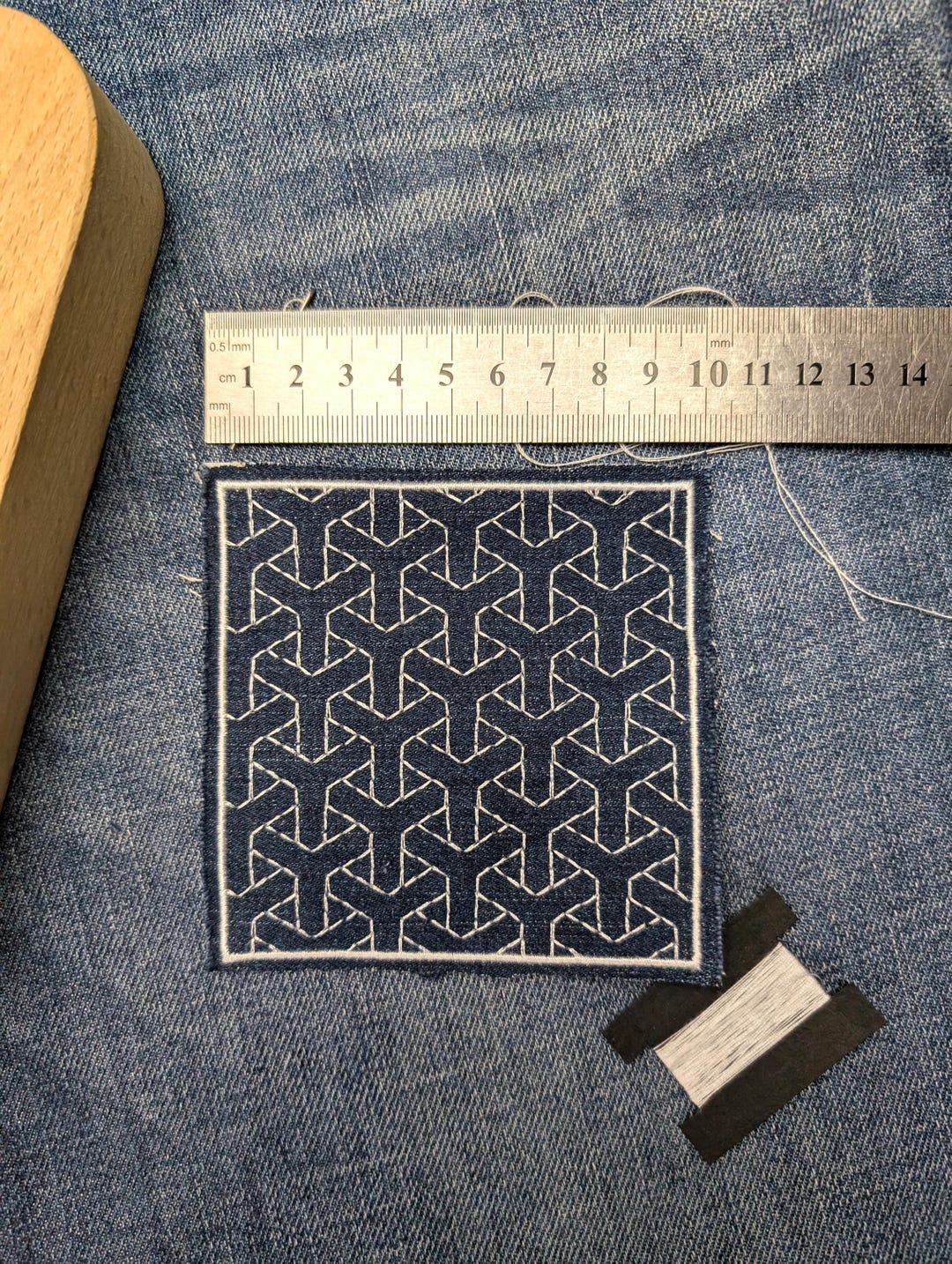 Sashiko Boro Style Denim Machine Embroidered Patch Kit. Visible Mending ...