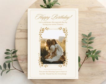 Happy Birthday Invitation Template, Editable Canva, Soft Card, Printable & Mobile Version, Instant Download