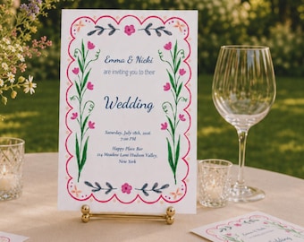 White Floral Wedding Invitation Template Editable Canva Summer Romantic Invite