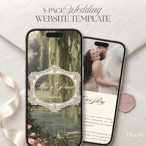 Romantic Floral Wedding Website Template: Old Money, Rustic, RSVP (Digital Download)
