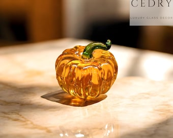 Crystal Glass Pumpkin Ornament, Autumnal Home Decor