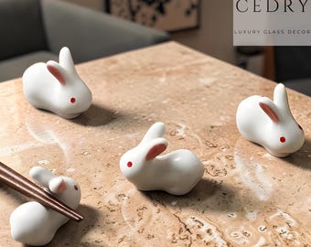 Ceramic Rabbit Chopstick Holders, Japanese Style White Bunny Kitchen Accessories