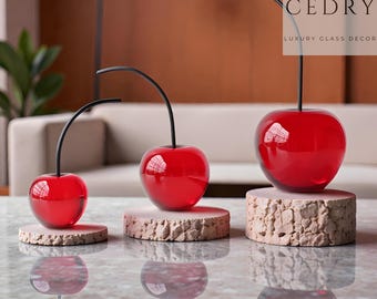 Red Resin Cherry Ornament, Contemporary Home Decor