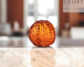 K9 Crystal Glass Walnut Paperweight, Luxury Desk Decor Ornament