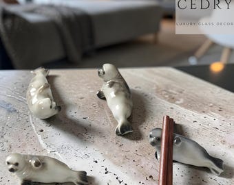 Ceramic Seal Chopstick Holders, Cute Kitchen Utensils Gift, Wildlife Animal Inspired Cutlery Gift, Unique Kawaii Chopstick Accessories