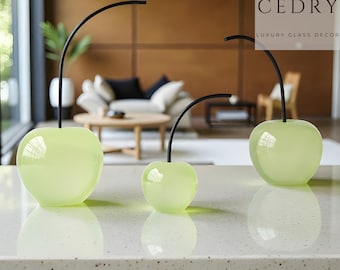 Light Green Resin Cherry Ornament, Contemporary Home Decor