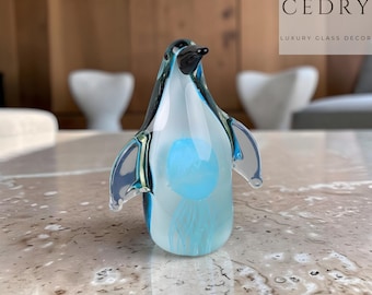K9 Crystal Glass Penguin Figurine, Arctic Inspired Wildlife Decor