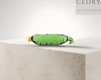 K9 Crystal Glass Cucumber Paperweight, Unique Home Decor