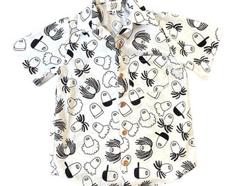 Camisa con botones Imari/estampado de corona