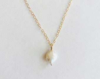 TINA Pearl Necklace -Dainty Pearl necklace ,natural pearl necklace - Delicate necklace , Minimalist necklace, Gold filled Necklace