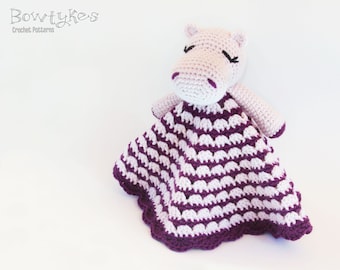 Hippo Lovey CROCHET PATTERN instant download - blankey, blankie, security blanket