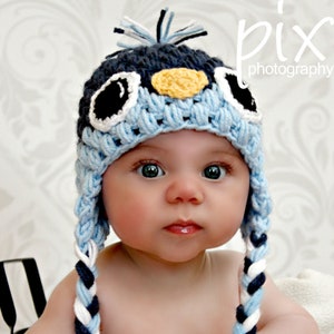 Baby Bird Beanie CROCHET PATTERN instant download - Earflap Hat