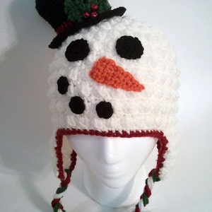 Hollyday Snowman Earflap Hat CROCHET PATTERN instant download image 3