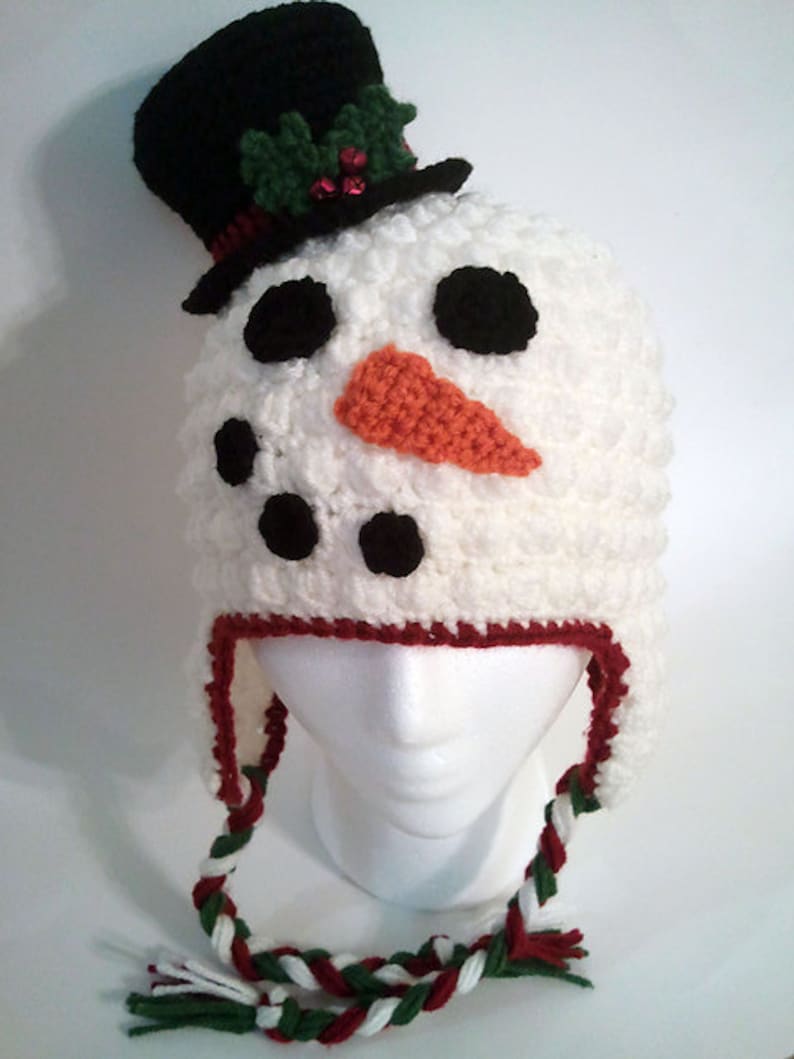 Hollyday Snowman Earflap Hat CROCHET PATTERN instant download image 3