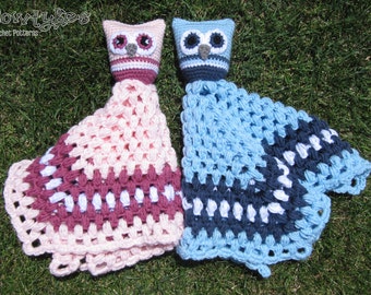 Owl Lovey CROCHET PATTERN instant download - blankey, blankie, security blanket