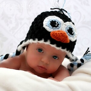 Penguin Earflap Hat CROCHET PATTERN instant download image 3