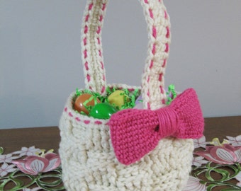Faux Woven Basket CROCHET PATTERN instant download - easter basket container