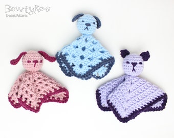 Mini Pet Loveys - Bunny, Dog, Cat - CROCHET PATTERN instant download - blankey, blankie, security blanket