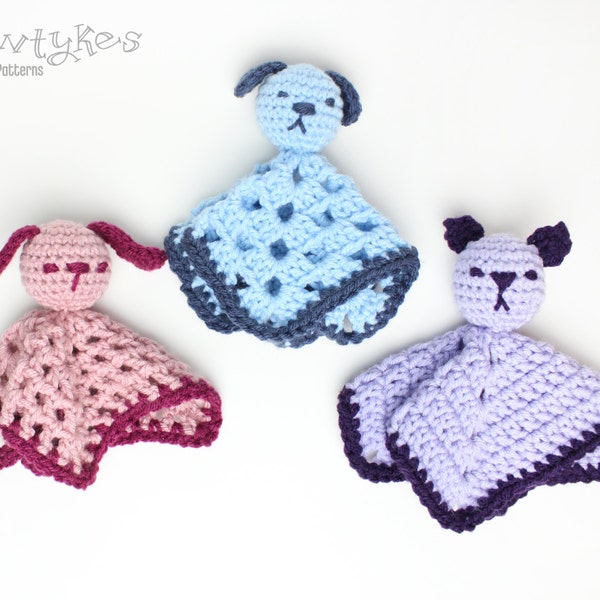 Mini Pet Loveys - Bunny, Dog, Cat - CROCHET PATTERN instant download - blankey, blankie, security blanket