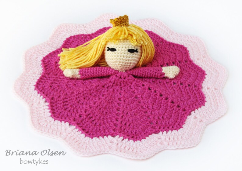 Pretty Princess Lovey CROCHET PATTERN instant download blankey, blankie, security blanket image 4