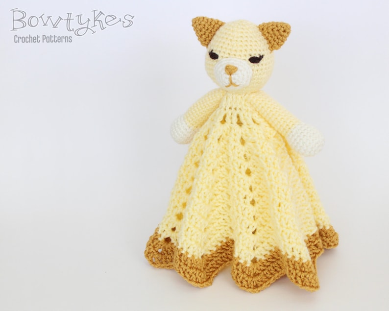 Kitty Cat Lovey CROCHET PATTERN instant download blankey, blankie, security blanket image 1