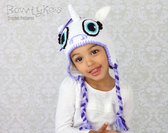 Uniorn or Pony Earflap Hat CROCHET PATTERN instant download hat beanie