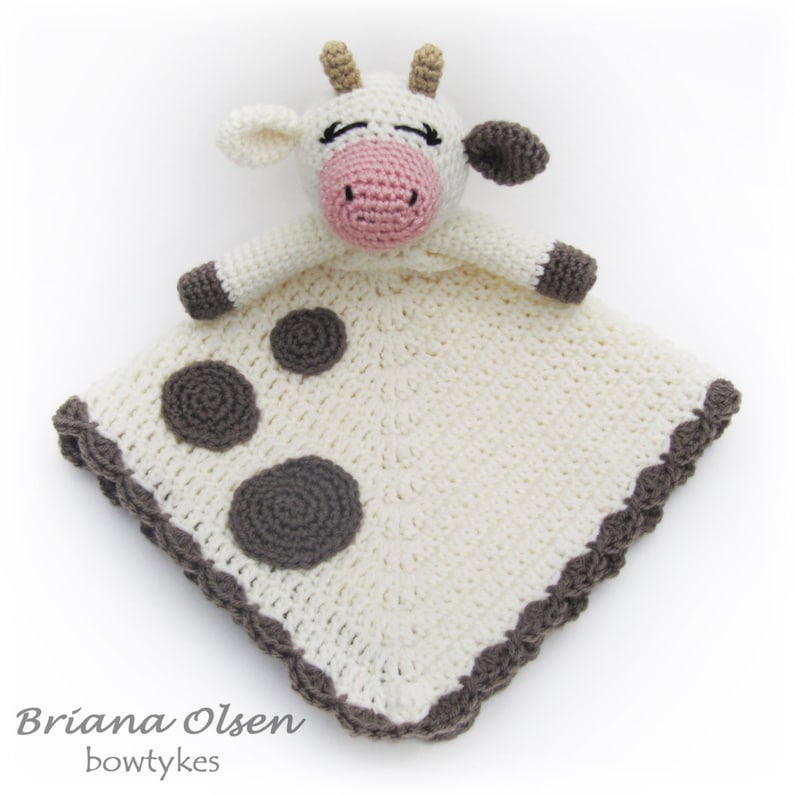 Cow Lovey CROCHET PATTERN instant download blankey, blankie, security blanket image 3