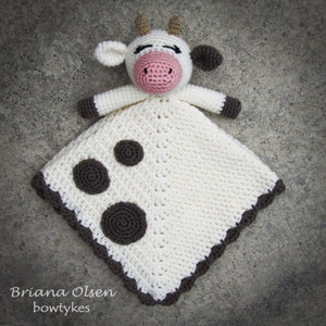 Cow Lovey CROCHET PATTERN instant download - blankey, blankie, security blanket