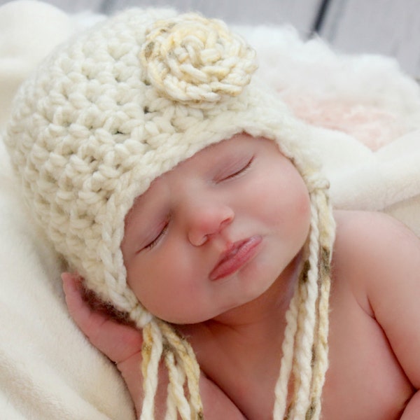 Simply Swirls Earflap Hat CROCHET PATTERN instant download - beanie