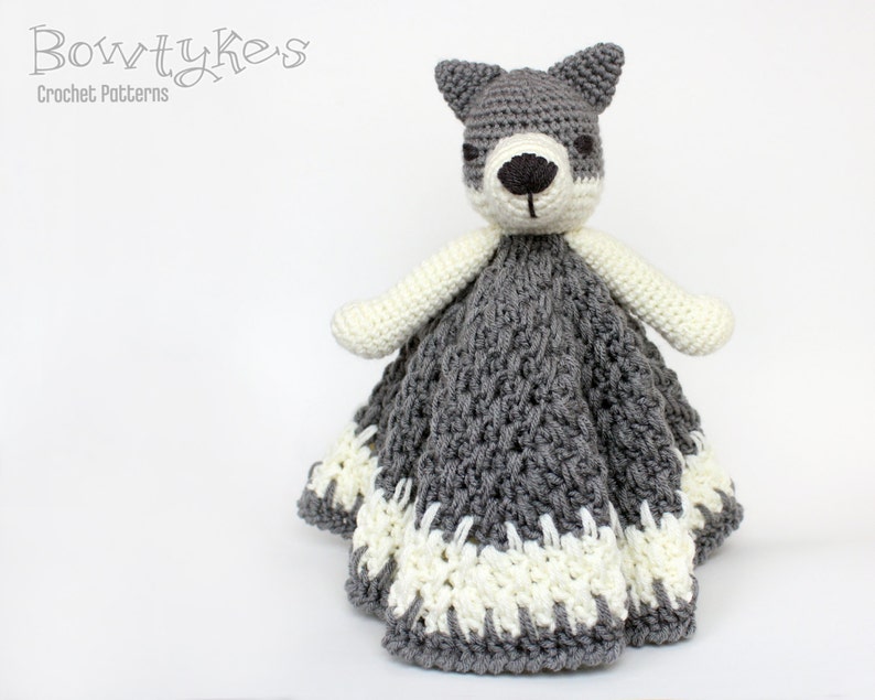 Wolf Lovey CROCHET PATTERN instant download blankey, blankie, security blanket image 2