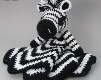 Zany Zebra Lovey - CROCHET PATTERN instant download  - blankey, blankie, security blanket